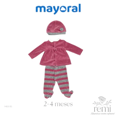 Conjunto 3 piezas sudadera, polaina y gorrito rosas con gris 2-4 meses Mayoral - comprar en línea