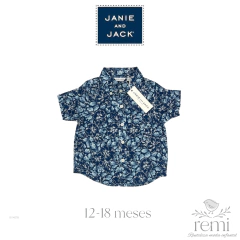 Camisa azul flores 12-18 meses Janie and Jack