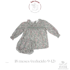 Vestido florecitas verdes con rosa incluye cubre pañal 18 meses (reducido 9-12 meses) Doña Carmen - comprar en línea
