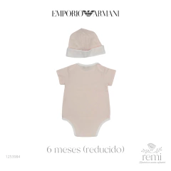 Body con gorrito rosa claro y blanco 6 meses (reducido) Emporio Armani - comprar en línea