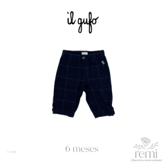 Conjunto suéter gris con perro y pantalón azul marino con cuadros 6 meses Pili Carrera - comprar en línea