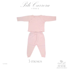 Conjunto 2 piezas calado jubón y polaina rosa claro 3 meses Pili Carrera - comprar en línea