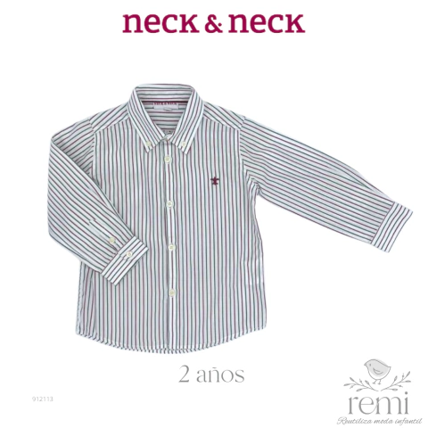 Camisa líneas verdes y color vino 2 años Neck & Neck