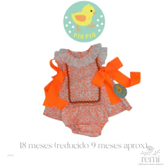 Jesusito bordado y moños naranjas fosforescente 18 meses (reducido a 9 meses aprox) Pio Pio - comprar en línea