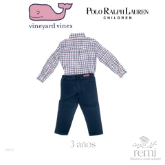 Conjunto camisa cuadros rosas y azules y pantalón azul 3 años Polo Ralph Lauren & Vineyard Vines en internet