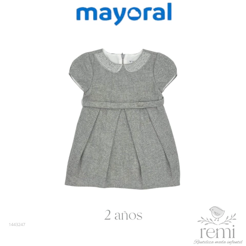 Vestido gris acabado lana con hilo brillante 2 años Mayoral