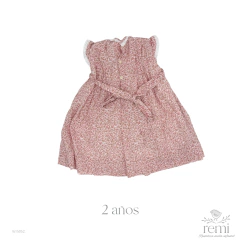 Vestido florecitas rosas y verdes con smock 2 años Sin marca en internet