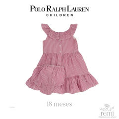 Vestido líneas rosas y blancas con cubre pañal 18 meses Polo Ralph Lauren en internet