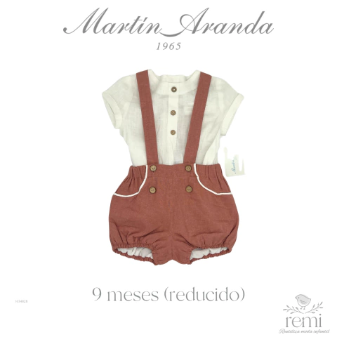 Conjunto peto terracota con camisa blanca lino 9 meses (reducido) Martín Aranda - comprar en línea