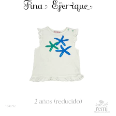 Blusa blanca estrellas de mar azules 2 años (reducida) Fina Ejerique