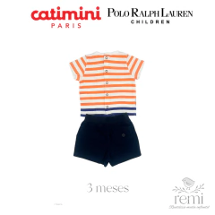 Conjunto short y playera 3 meses Polo Ralph Lauren y Catimini en internet