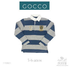 Polo rugby líneas azules y grises 5-6 años Gocco