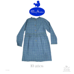 Vestido azul con cuadros verdes 10 años Patricia Mendiluce en internet