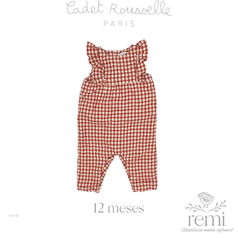 Overall acolchado cuadros blancos y naranjas 12 meses Cadet Rouselle