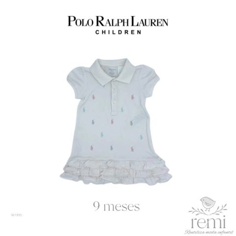 Vestido rosa claro con logo colores 9 meses Polo Ralph Lauren