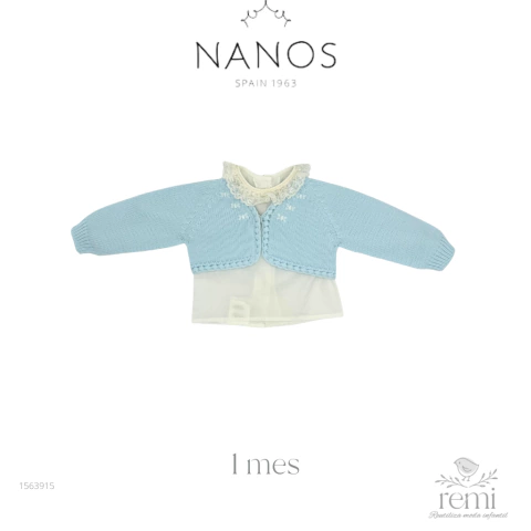 Conjunto 2 piezas blusa blanca y torera azul 1 mes Nanos