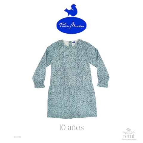Vestido azul con hojas 10 años Patricia Mendiluce - comprar en línea