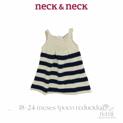 Vestido de punto líneas azul marino y blancas 18-24 meses (poco reducido) Neck & Neck - comprar en línea