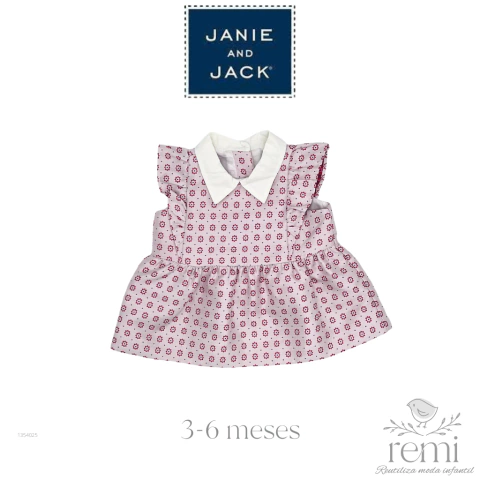 Blusa satinada lila con cuello blanco 3-6 meses Janie and Jack