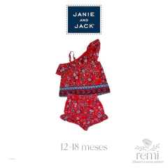 Conjunto short y blusa rojo con flores azules 12-18 meses Janie and Jack en internet