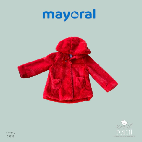 Abrigo rojo "faux fur" 6 meses Mayoral