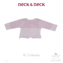 Jubón de punto rosa claro con lineas blancas 0-3 meses Neck&Neck