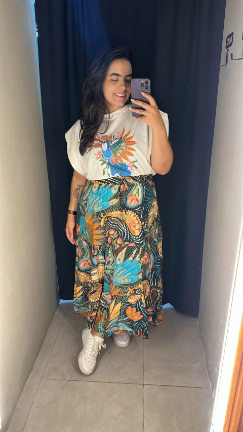 Saia midi em viscolinho - Rio de Janeiro