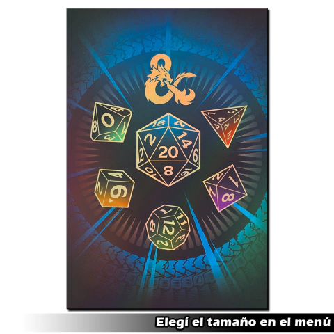Dungeons and Dragons 7 Dados Set - Cuadro Holofoil