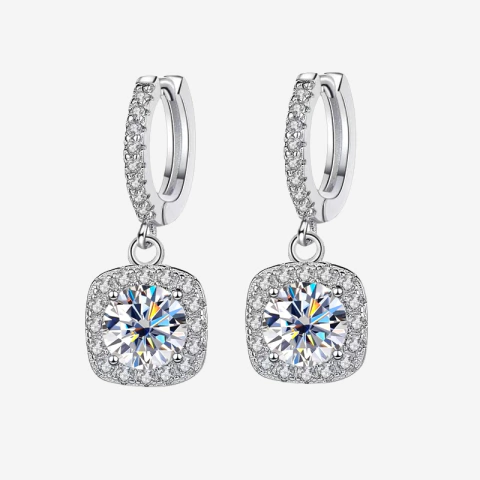 Brinco em prata de lei com Diamante Moissanite - comprar online