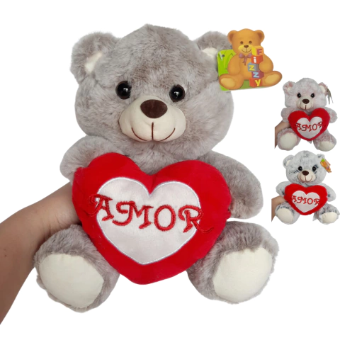 Urso de Pelúcia com Coração 25cm Fizzy FD5068