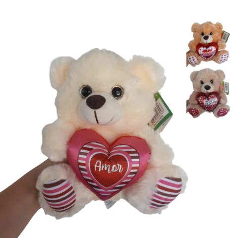 Urso de Pelúcia Com Coração 20cm Fizzy FE7099