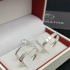 Imagem do Aliança 3mm lisa (15 pedras em zircônia fem.) | PRATA 950