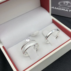 Aliança 3mm chanfrada (fosca e lisa) | PRATA 950