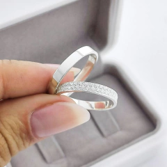 aliança 3mm (2 colunas cravejadas em zircônia c/ volta completa) | PRATA 950