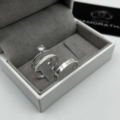 Imagem do aliança cravejada 3mm (c/ canal central) | PRATA 950