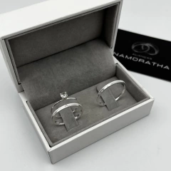 Aliança 2mm c/ pedra central | PRATA 950 na internet