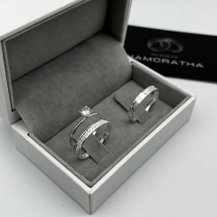 aliança cravejada 3mm (c/ canal central) | PRATA 950 - loja online