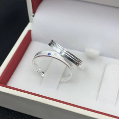 Aliança 3mm fosca e lisa (c/ pedra azul) | PRATA 950 - loja online