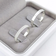 aliança 3mm (2 colunas cravejadas em zircônia c/ volta completa) | PRATA 950 - comprar online