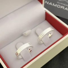 Aliança 4mm (c/ 2 canais centrais) | PRATA 950 na internet