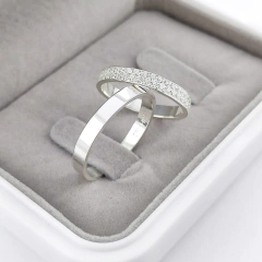 aliança 3mm (2 colunas cravejadas em zircônia c/ volta completa) | PRATA 950 na internet