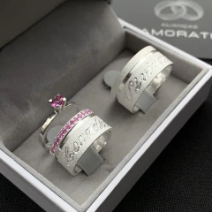 Aliança especial 11mm + gravação externa (15 pedras cravejadas) | PRATA 950