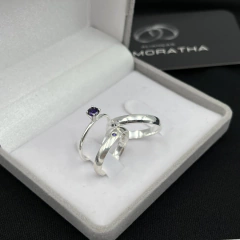 Aliança 3mm anatômica (c/ zircônia roxa) | PRATA 950 na internet