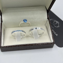 Aliança 4mm (15 pedras azul bebê) | PRATA 950 na internet