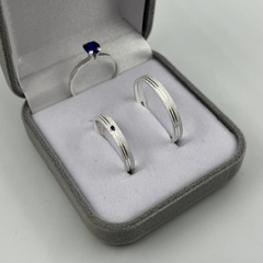 Aliança 3mm (c/ pedra azul) | PRATA 950 na internet