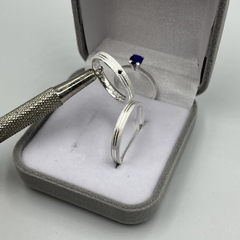 Aliança 3mm (c/ pedra azul) | PRATA 950 - comprar online