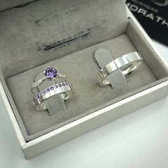 Aliança 4mm (15 zircônias purple) | PRATA 950 - comprar online