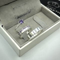 Aliança 4mm (15 zircônias purple) | PRATA 950 na internet
