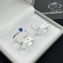 Aliança 4mm (2 canais + zircônia azul bebê em cada) | PRATA 950 Cod. 2344 na internet