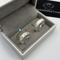 Aliança 5mm c/ 6 pedras em zircônia (acabamento estrelado) | PRATA 950 - Fábrica de Alianças Namoratha 
